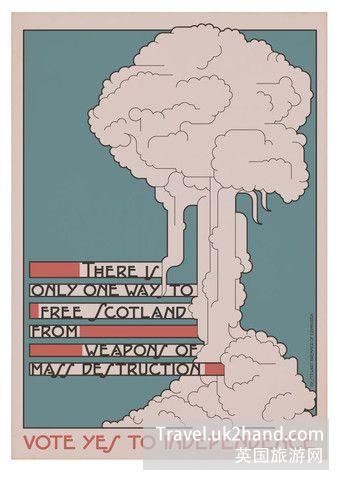 这张海报中的冰激凌其实是核弹爆炸的蘑菇云，独立的苏格兰要对核武器 Say No。