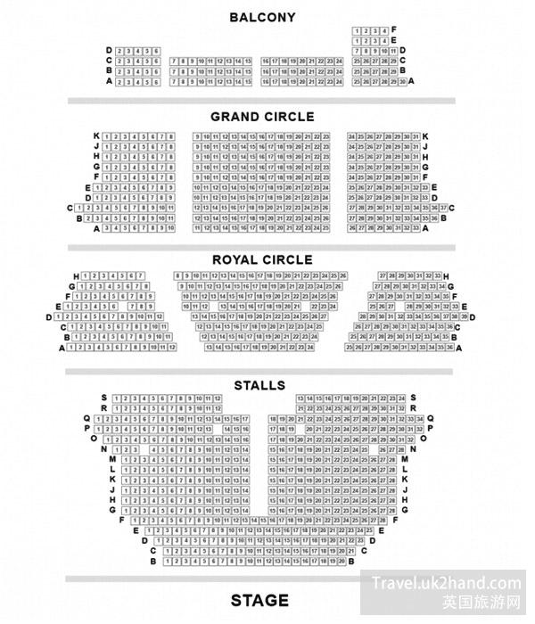 伦敦剧院座位平面图